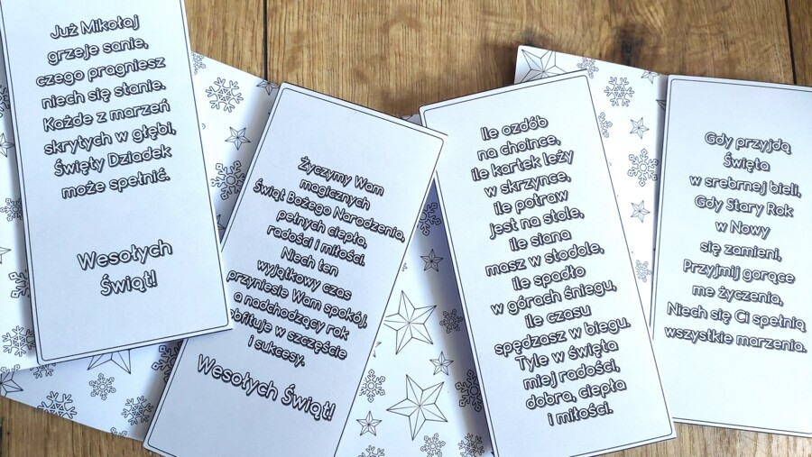 KARTKA ŚWIĄTECZNA z życzeniami -KOLOROWANKA-