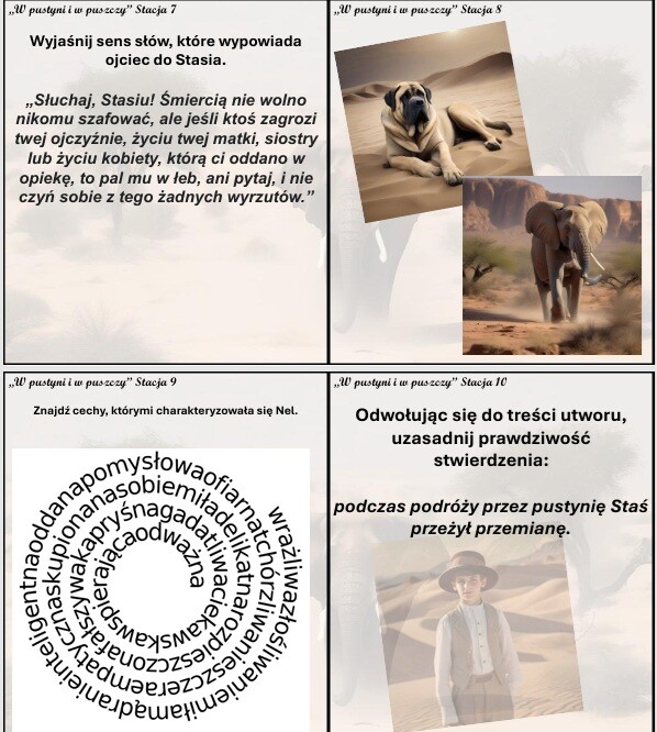 Stacje zadaniowe do lektury "W pustyni i w puszczy"