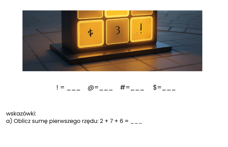 Złoty kompas równań - zagadka detektywistyczna klasa 3