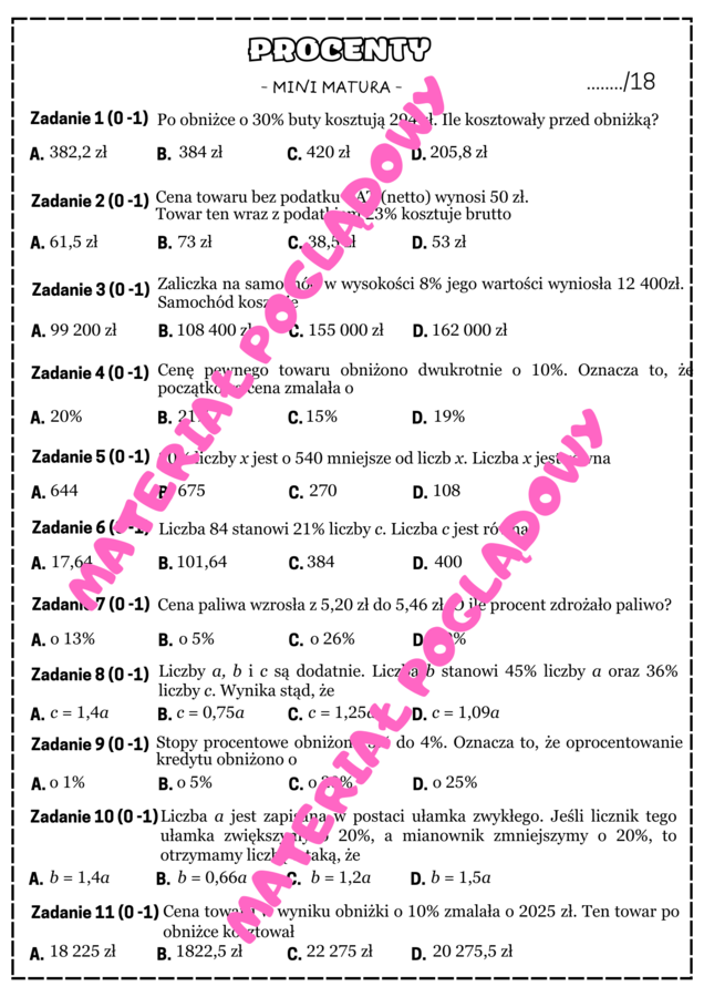 Mini matura. Procenty.