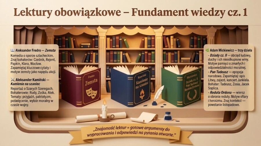 Egzamin ósmoklasisty – Ostatnia Prosta, prezentacja edukacyjna i poradnik ucznia (20 plansz)