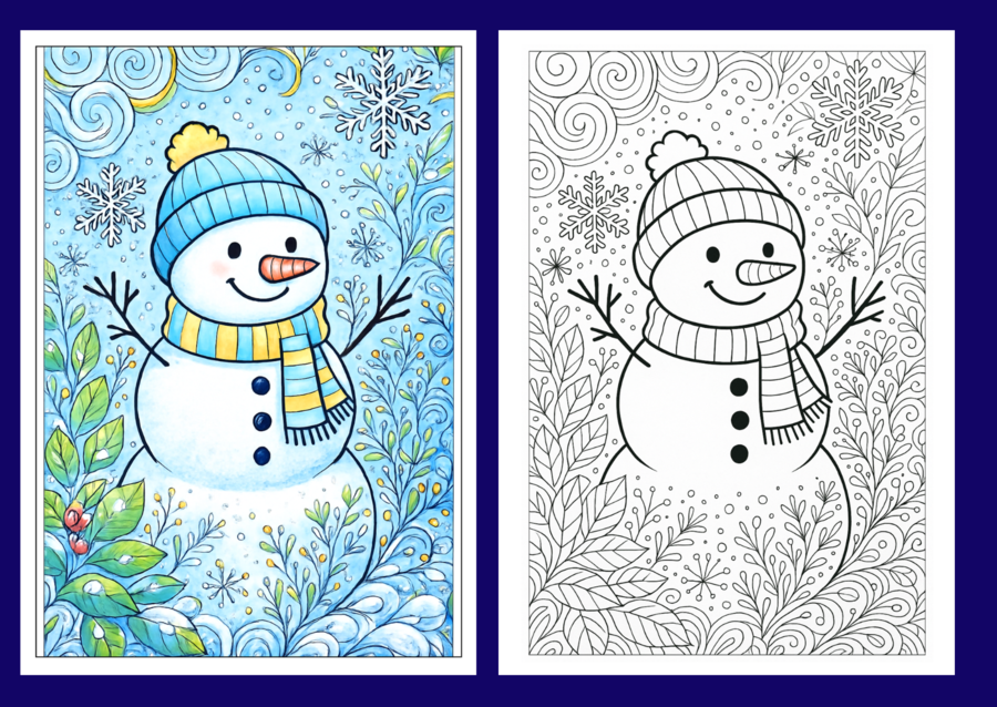 ❄️🎄Zimowe Kolorowanki w Stylu Zentangle – idealne do relaksu i twórczej zabawy! - 36 szt.🎄 - zima