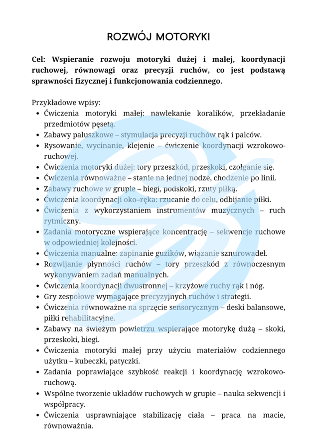 Specjalista WWR – przykładowe wpisy do dziennika | wczesne wspomaganie rozwoju | ponad 150 wpisów