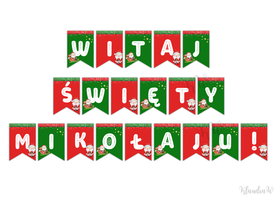 Girlanda „WITAJ ŚWIĘTY MIKOŁAJU!” – PDF do druku