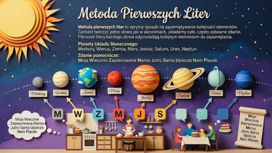 Mnemotechniki, sposoby na uczenie się, jak się uczyć - gazetka/prezentacja/slajdy