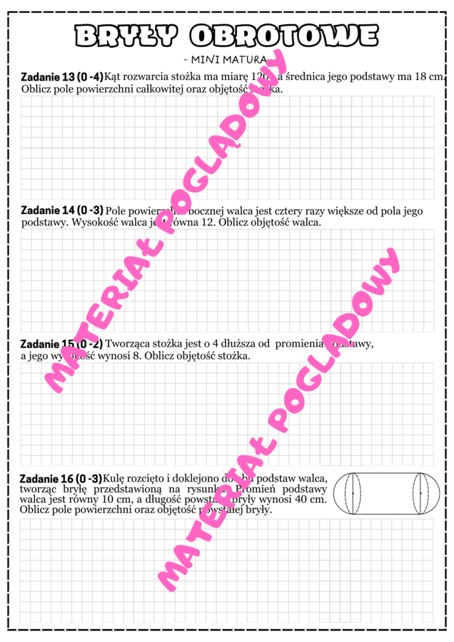 MINI MATURA. MATEMATYA - bryły obrotowe