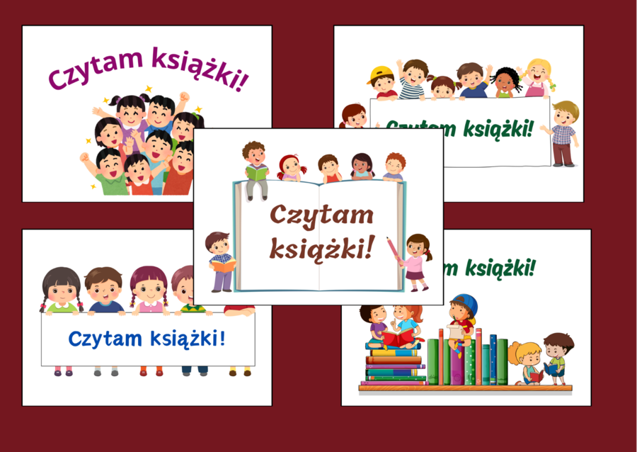 CZYTAM KSIĄŻKI - plakat - kolorowanka - BIBLIOTEKA - gazetka - napis