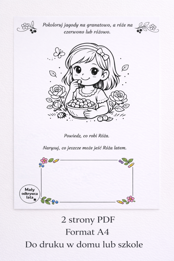 Róża je jagody – czytanie i kolorowanie [Karta pracy]