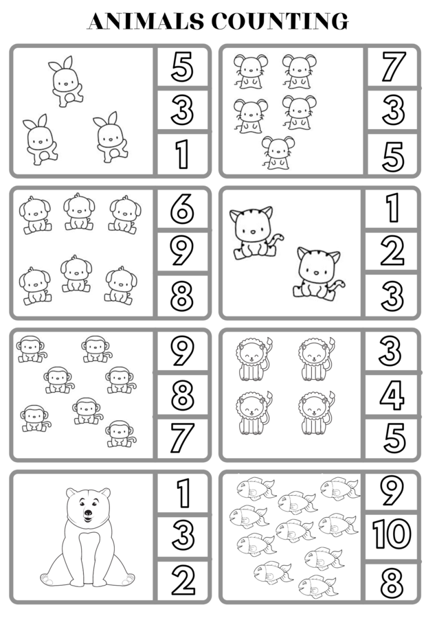 kolorowanka - animals counting