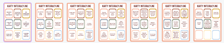 Karty integracyjne z pytaniami
