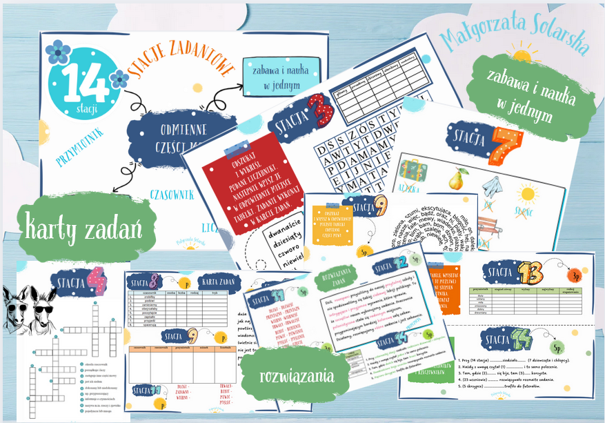 Odmienne części mowy- stacje zadaniowe