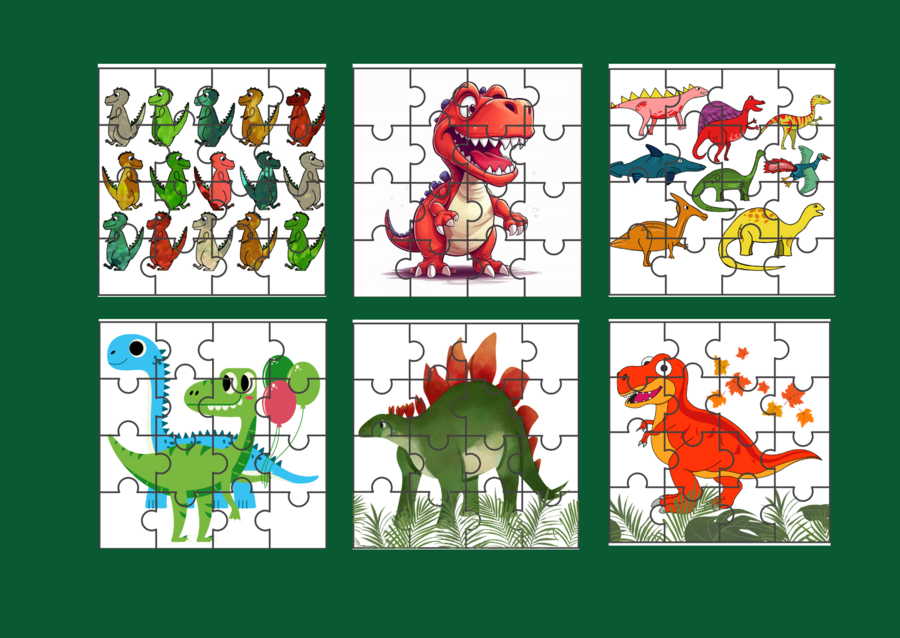DZIEŃ DINOZAURA – PUZZLE – 26 obrazków – ćwiczenia redakcyjne