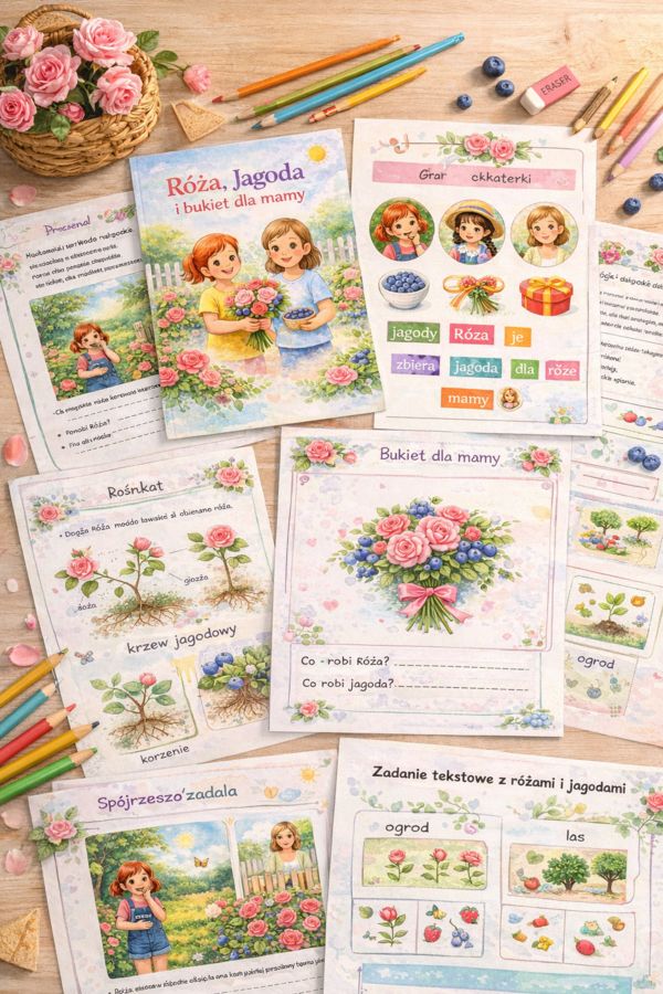 Róża i Jagoda – 20 kart pracy rozwijających czytanie i kreatywność