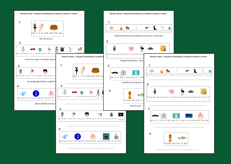 Wiosna – REBUSY – ZWIĄZKI FRAZEOLOGICZNE – frazeologizmy