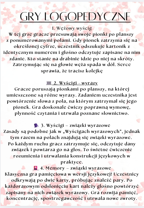 Logopedia -  walentynkowe gry logopedyczne  głoska s