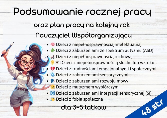 Podsumowanie rocznej pracy oraz plan pracy na kolejny rok Nauczyciel Współorganizujący