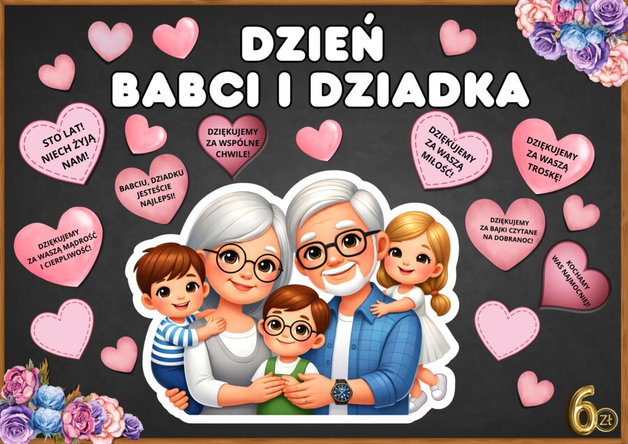 DZIEŃ BABCI I DZIADKA – zestaw materiałów do przygotowania dekoracji, grafika XXL