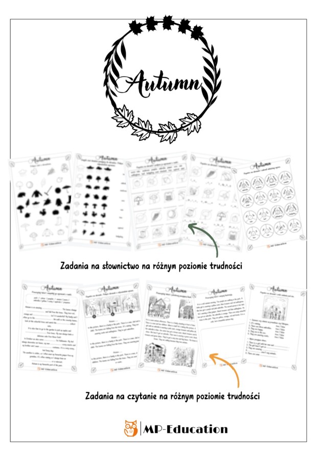 Autumn – karty pracy jesienne do nauki j. angielskiego