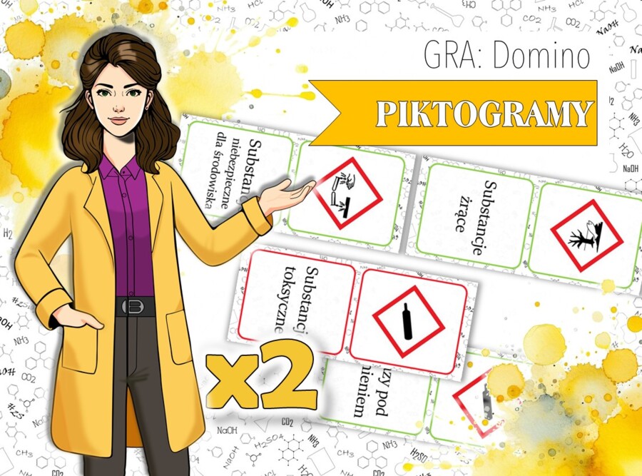 Klasa 7. Chemia. Piktogramy. Domino. ZESTAW