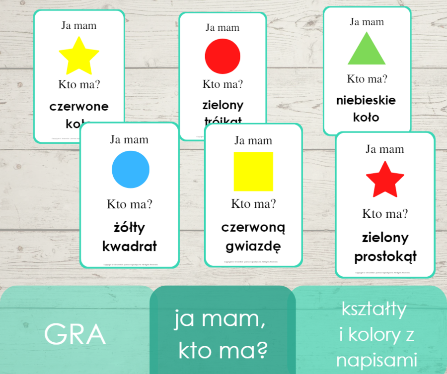 Ja mam, kto ma? - kształty + kolory z napisami