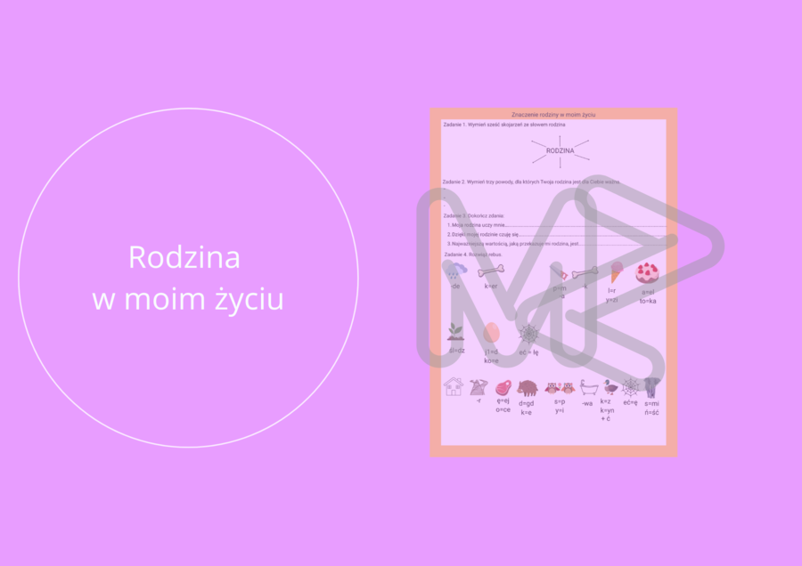 Rodzina w moim życiu - karta pracy