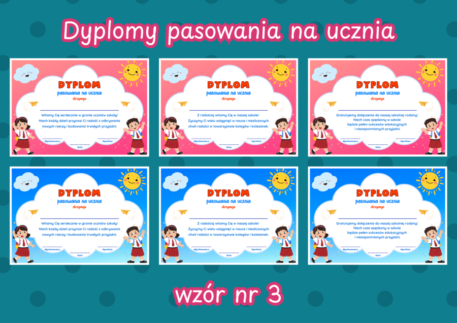 DYPLOMY PASOWANIA NA UCZNIA – wzór nr 3