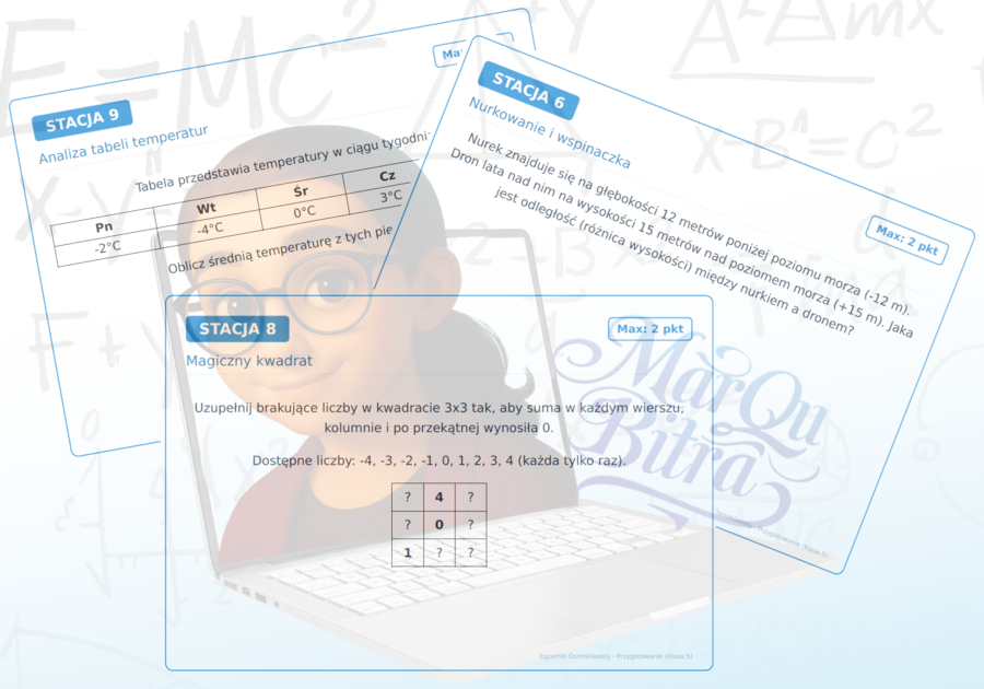 Liczby całkowite i średnia arytmetyczna - Stacje Zadaniowe