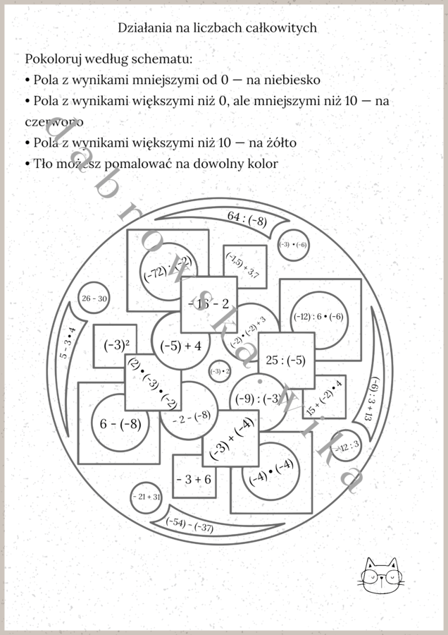 Liczby całkowite - kolorowanie