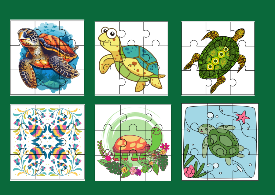 DZIEŃ ŻÓŁWIA – PUZZLE – 18 obrazków