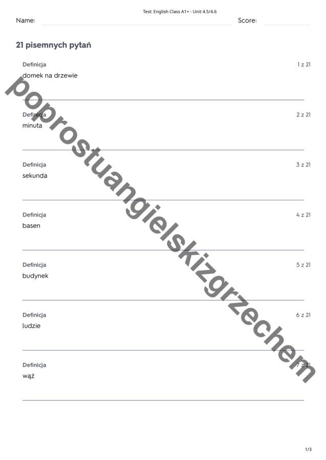 English Class A1+ – Unit 4 – testy