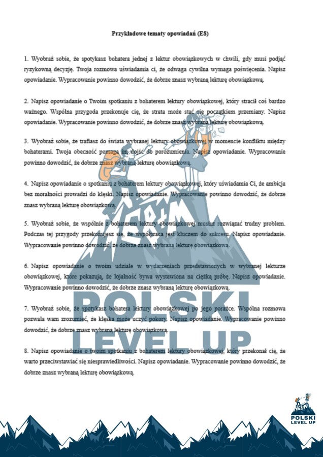 40 tematów opowiadań_Polski Level Up