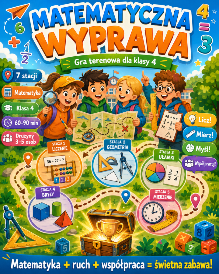 Gra matematyczna- utrwalenie wiedzy po klasie 4