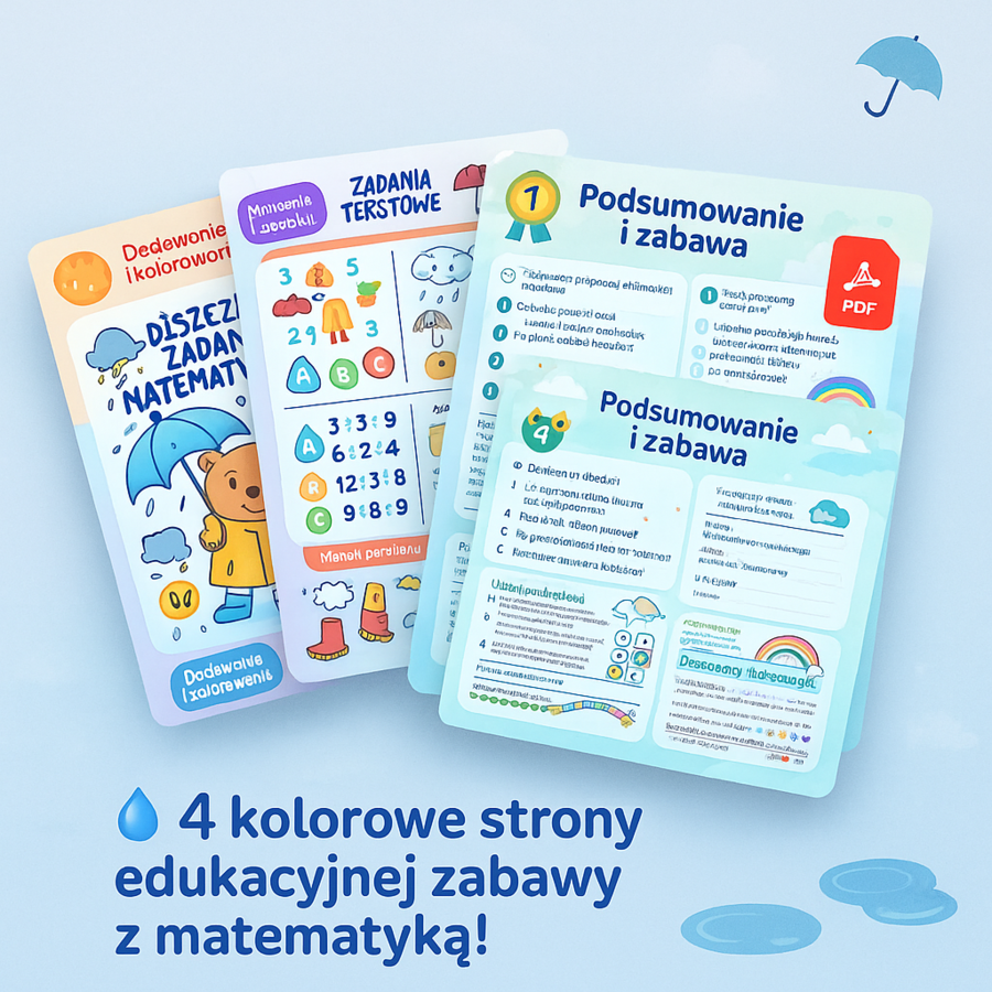 Karta pracy „Deszczowe zadania matematyczne”