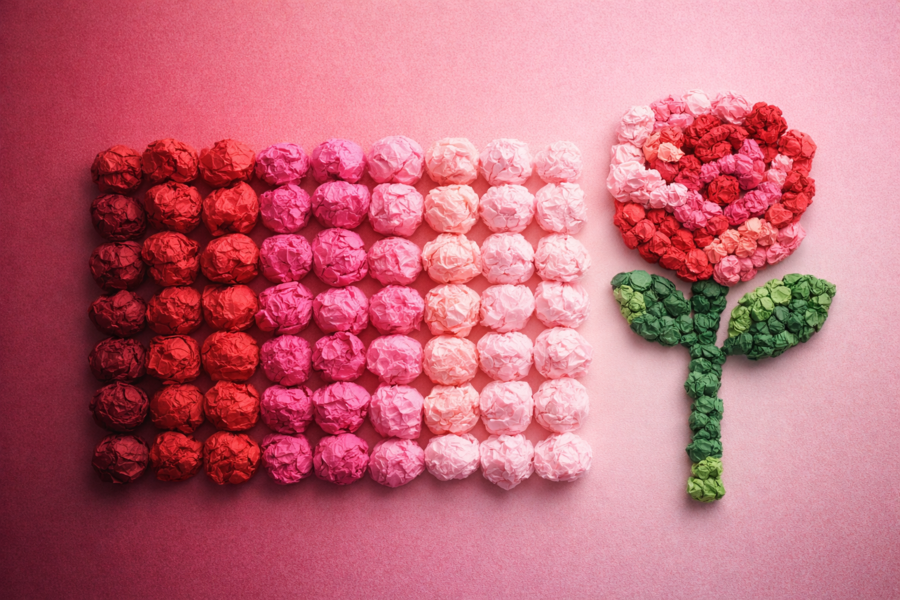 Wyklejanka. Róża z bibuły