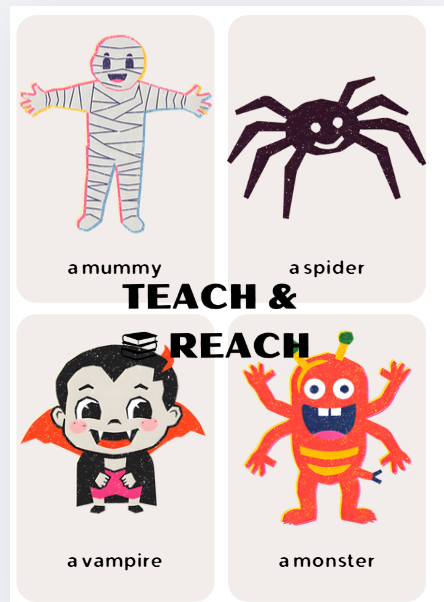 Halloween flashcards kolorwanki dla przedszkolaków angielski