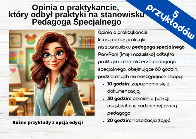 Opinia o praktykach pedagogicznych na stanowisku Pedagoga Specjalnego