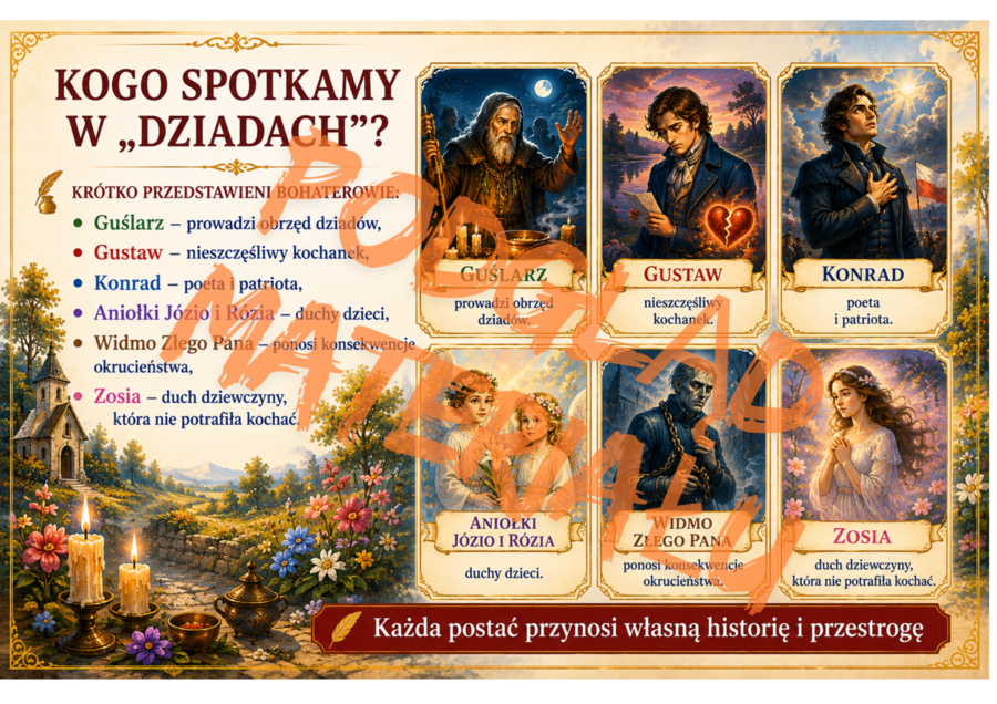 Narodowe Czytanie 2026 – „Dziady” Adama Mickiewicza | gazetka szkolna + dekoracja | 33 strony PDF