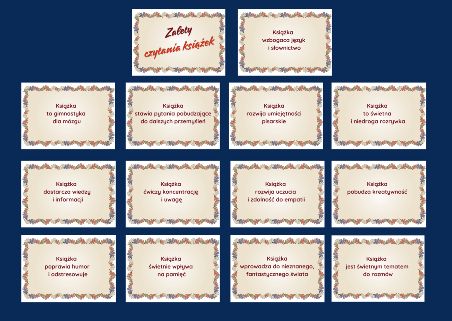 ZALETY CZYTANIA KSIĄŻEK – gazetka – biblioteka – język polski – 14 stron – wersja 4