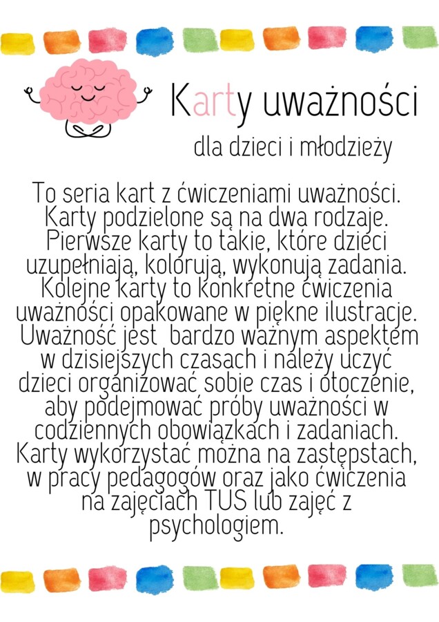 Karty uważności dla dzieci i młodzieży