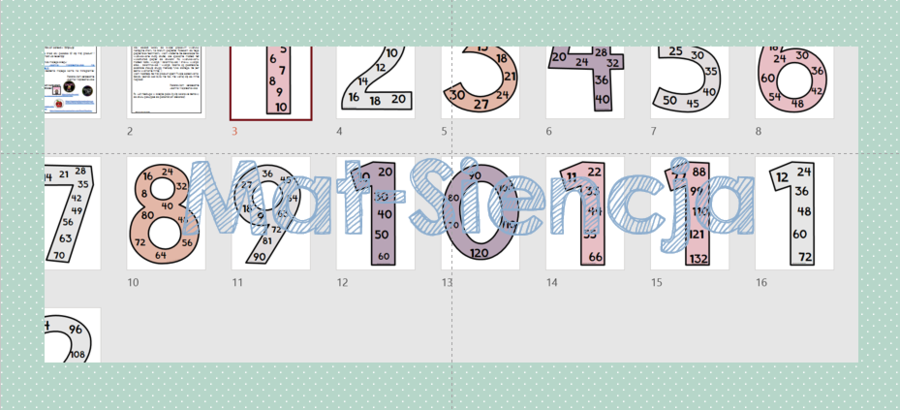 Wielokrotności od 1 do 12 w wersji kolorystycznej Różowe Boho.