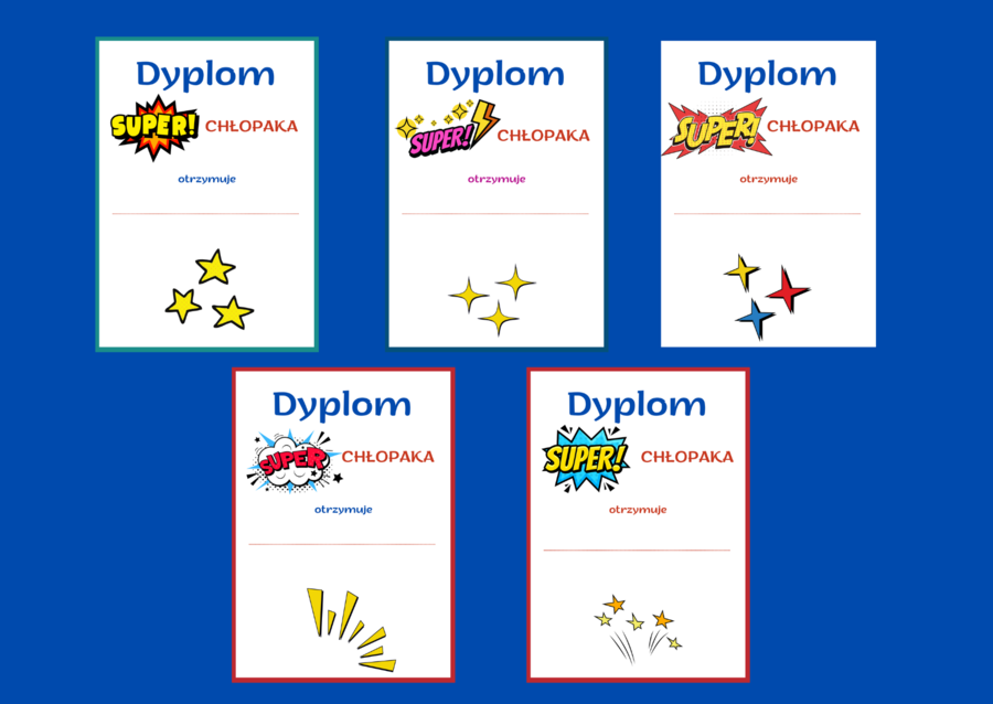 DZIEŃ CHŁOPAKA – dyplomy – 10 wersji