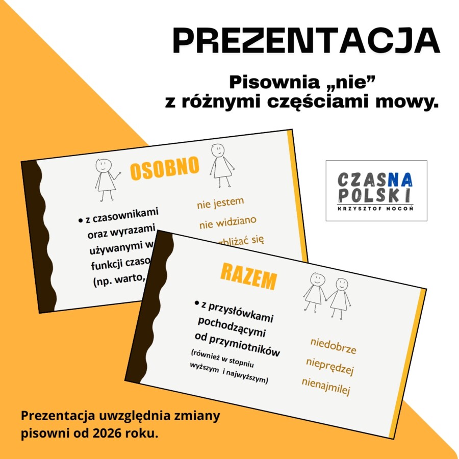 Prezentacja – pisownia "nie" z różnymi częściami mowy