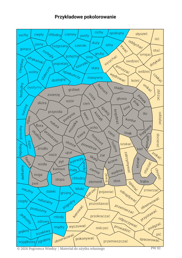 Części mowy w kolorach - zestaw 20 kart pracy (kl. 4-6)