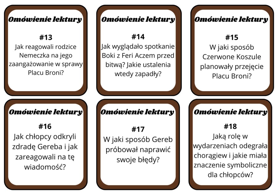 "Chłopcy z Placu Broni" - karty dyskusyjne