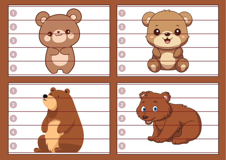 DZIEŃ NIEDŹWIEDZIA – puzzle – biblioteka – świetlica – przedszkole – 12 wersji