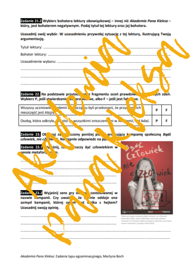 E8 „Akademia Pana Kleksa” *ZBIÓR ZADAŃ EGZAMINACYJNYCH* – wymagania 2024/2025 i 2025/2026