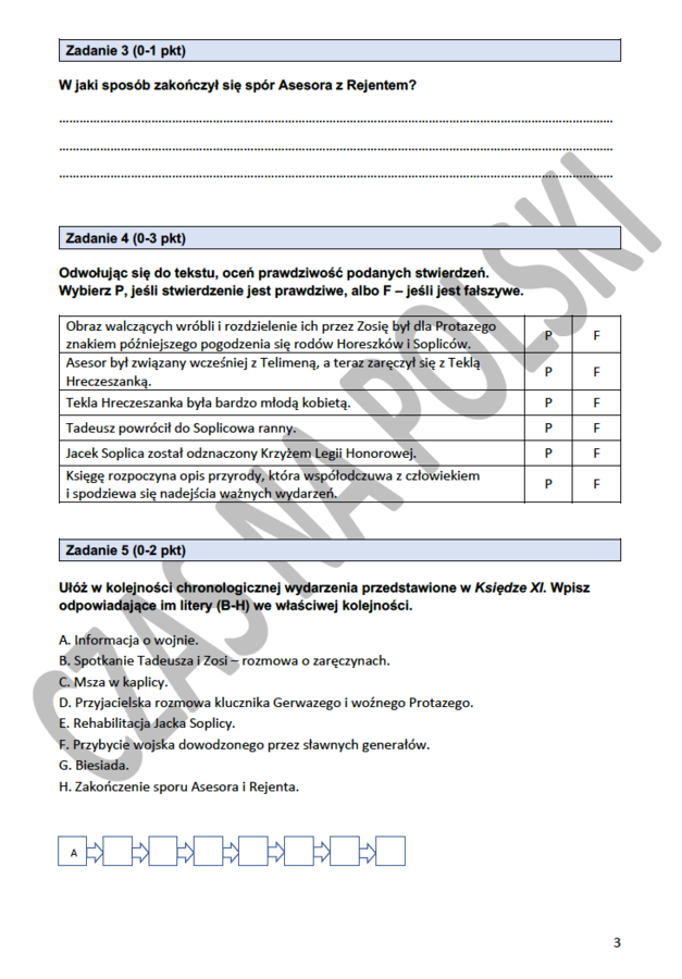 Test – „Pan Tadeusz”, Księga XI