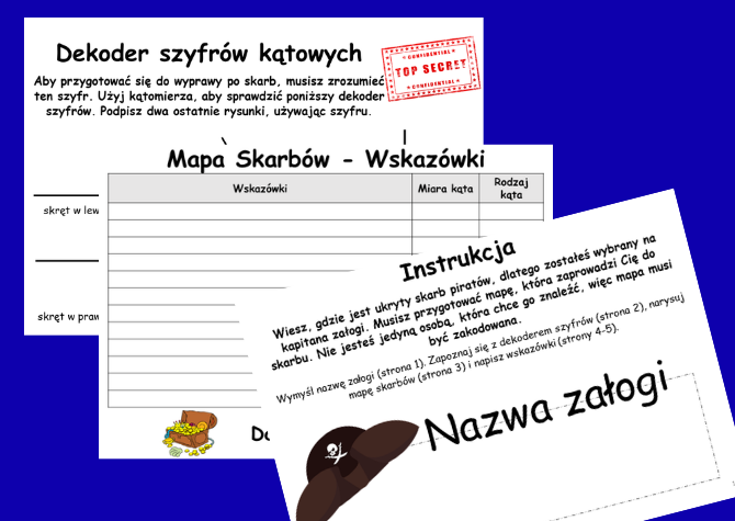 Projekt matematyczny Mapa Skarbów - Kąty (rodzaje, mierzenie, rysowanie)- Math and Art Projekt