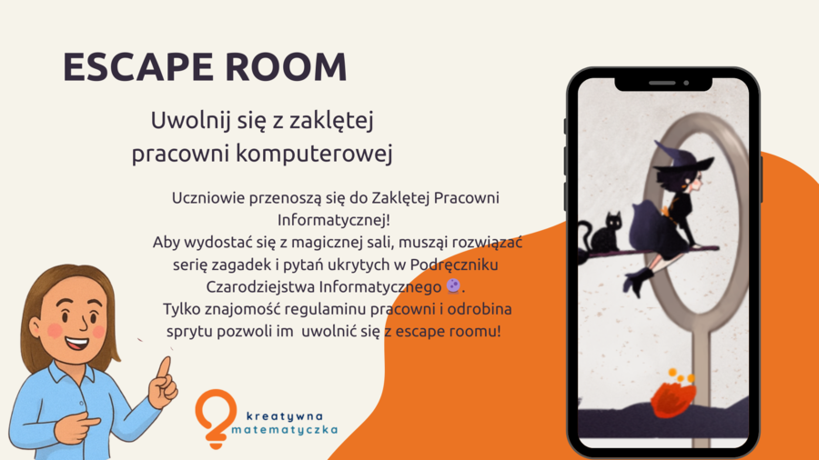 Escape room online. Regulamin pracowni komputerowej, klasy 3-8. Pierwsza lekcja informatyki.