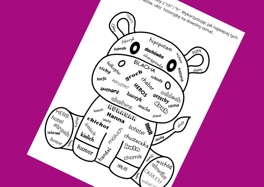 Ortograficzna CHMURA wyrazowa CH/H - ortografia - karta pracy - ćwiczenia redakcyjne